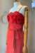 Vestido midi assimétrico com alças e faixa vermelho - comprar online