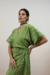 Vestido midi transpassado kimono - verde