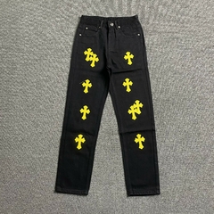 Chrome Hearts Black Yellow Cemitery Pants