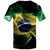 KYKU Brasil Camiseta Masculina Chama Verde T-shirt Hip Hop Tee Impressão Preta Camiseta 3d Gótico Punk Rock Roupa Masculina Verão Streetwear