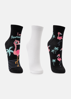 KIT 3 MEIAS SOQUETE FLAMINGOS PUKET - comprar online