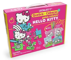 Quebra-Cabeça para Colorir HELLO KITTY - KIT C/ 72 PECAS E 3 HIDROCOR