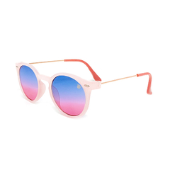 Óculos de Sol Infantil Acetato com Proteção UV400 Teen Redondo Rosa Nude Lente Degradê Azul