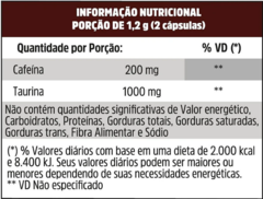 Cafeína C/ Taurina 60 Caps 600 Mg - comprar online