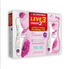 Kit Sabonete Líquido Intimo Floracyd Femme com 3 unidades de 200ml cada