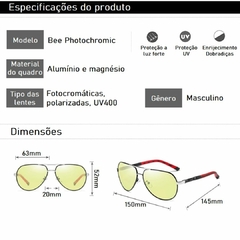 Óculos de Sol Rosybee Fotocromático com Lentes Polarizadas Antirreflexo e Proteção UV400 Fashion - comprar online