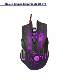 Mouse Gamer Óptico USB Com Fio 6 Botões 3200 DPI Colors - K&M eComm