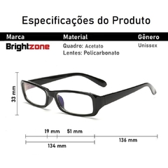 Óculos Brightzone Clássico Estreito Anti Luz Azul Com Proteção UV Para Leitura E Uso Em Telas Digitais - loja online