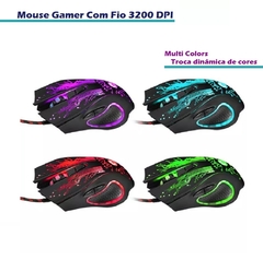 Mouse Gamer Óptico USB Com Fio 6 Botões 3200 DPI Colors - loja online