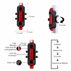 Kit Ciclismo Esportivo Com Farol Pisca Alerta Ambos Recarregáveis E Retrovisor Articulado - loja online