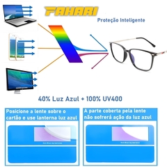 Imagem do Óculos Fahari Para Jogos Gamer Anti Luz Azul E Fadiga Ocular Com Proteção UV400 Leitura Digital