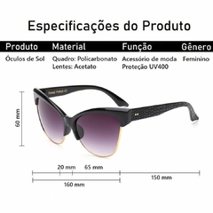 Óculos De Sol Moda Feshion Com Proteção UV400 Estilo Europeu Clássico - loja online