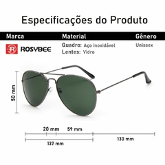 Óculos De Sol Rosybee Modelo Aviador Clássico Com Proteção UV400 E Antirreflexo - K&M eComm
