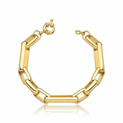 PULSEIRA COM ELOS RETANGULARES E FECHO BOIA BANHADA A OURO - comprar online