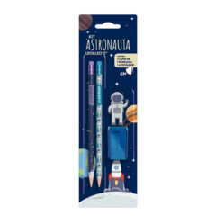 Kit Lápis Hb Astronauta Lápis/Apontador/ Borracha -Leoeleo - Unidade