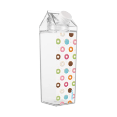 Garrafa Plástica Donuts 450 ml c/ Formato Caixa De Leite c/1 Und Leo e Leo