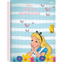 Caderno Universitário Espiral Capa Dura Alice Disney - 160 folhas - 10 matérias