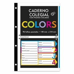 140 x 210 mm - Refil caderno colegial c/96 fls coladas colors Spiral - 140mmX210mm