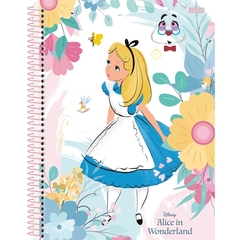 Caderno Universitário Espiral Capa Dura Alice Disney - 160 folhas - 10 matérias