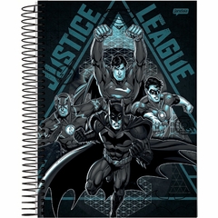 Caderno Espiral Universitário Capa Dura 10 Matérias 160 Folhas Liga Da Justiça Dark- Jandaia - 1 Unidade