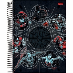 Caderno Espiral Universitário Capa Dura 10 Matérias 160 Folhas Liga Da Justiça Dark- Jandaia - 1 Unidade