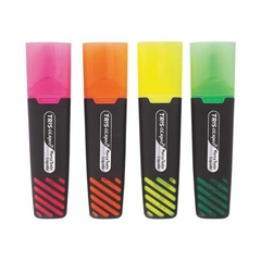 Estojo c/ 4 cores Marca Texto Liqeo Flat - Neon - Corpo Preto - Tris