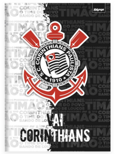 Caderno Brochura Costurado Capa Dura 80 Folhas, Corinthians, - 1 UN