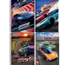 Caderno 1/4 Capa Dura 80 Folhas Fast Race - 1 unidade