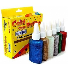 Cola Colorida com Gliter 6 Cores 25g Cada - 6 UN Maripel