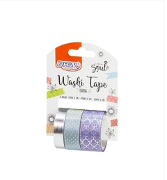 Fita adesiva washi tape - shine lilás - 10/15/20x3m - blister c/ 3un