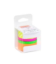 Fita adesiva washi tape - neon - 2x15mmx3m e 2x5mmx3m - caixa c/ 4un