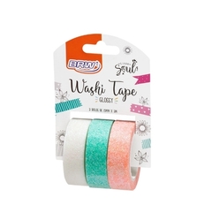 Fita adesiva washi tape - 15mmx3m - 1 blister c/ 3un