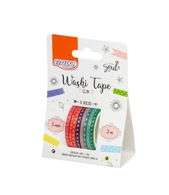 Fita adesiva washi tape - slim hot stamping- 3mmx3m - 1 blister c/ 8un