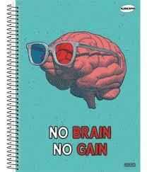 CADERNO UNIVERSITÁRIO 20 MATÉRIAS 400 FOLHAS - No Brain No Gain