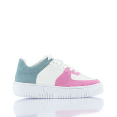 Sneaker Flatform em Branco, Rosa e Azul.