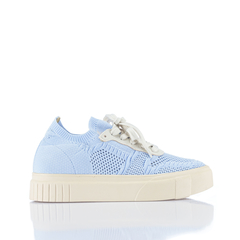 Sneaker Flatform de tecido em Azul Bebê e Creme.