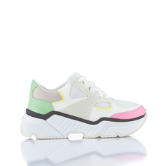 Sneaker Flatform em Branco, Off-White, Cinza, Amarelo, Rosa e Verde.