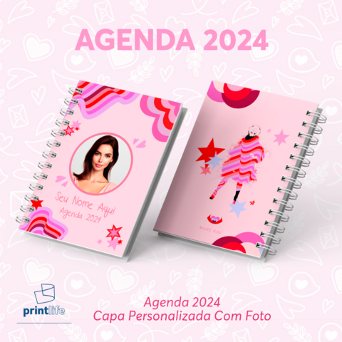 Mini Agenda Personalizada 2024 A6 1 ou 2 Dias por página