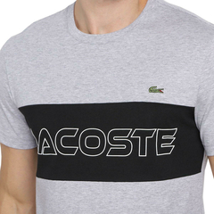 Camiseta Lacoste Color Block Cinza - comprar online