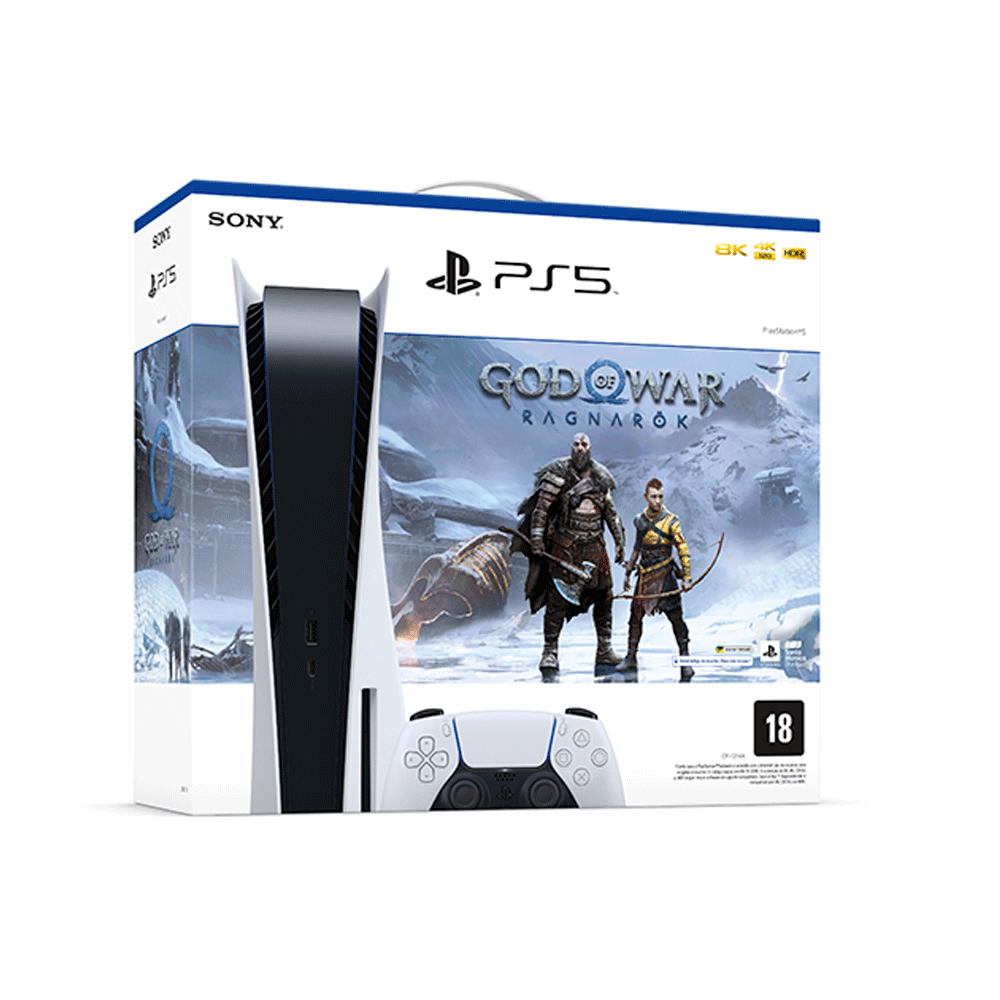 Console Sony PS5 Edição Digital + God of War Ragnarök, Branco +