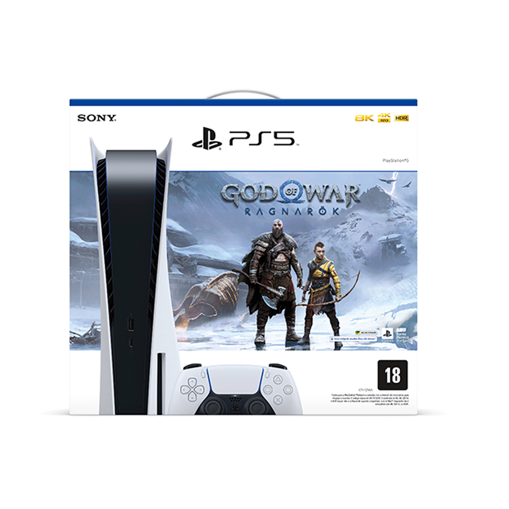 Console Sony PS4 Slim - Edição Jogo God of War Ragnarok, 1TB, Preto