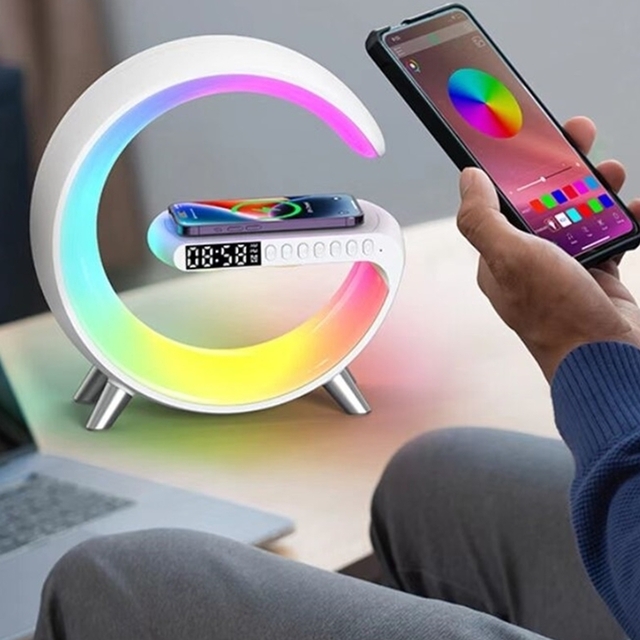 Relógio Despertador sem fio multifuncional, aplicativo de carregamento  rápido, luz RGB, 15W, iPhone 11, 12, 13, 14, Samsung - AliExpress