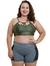 Shorts Fitness Life com Bolso em Arrastão Plus Size - Cetim Verde