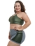 Shorts Fitness Life com Bolso em Arrastão Plus Size - Cetim Verde - comprar online