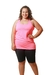 Regata Longa Fitness Plus Size - Rosa Neon Furadinho