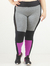 Calça Legging Plus Size Evolution Tule Lateral- Cinza e Violeta - CorpusFit Moda Fitness, Praia e Casual