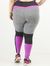 Calça Legging Plus Size Evolution Tule Lateral- Cinza e Violeta - comprar online