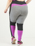 Calça Legging Plus Size Evolution Tule Lateral- Cinza e Violeta - CorpusFit Moda Fitness, Praia e Casual