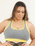 Top Plus Size Fitness Nadador Decote Reto - Cinza e Amarelo