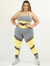 Calça Legging Plus Size Evolution Faixas - Cinza e Amarelo